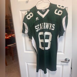 Russell Green and White Seahawks Game Football Jersey Sz XXL